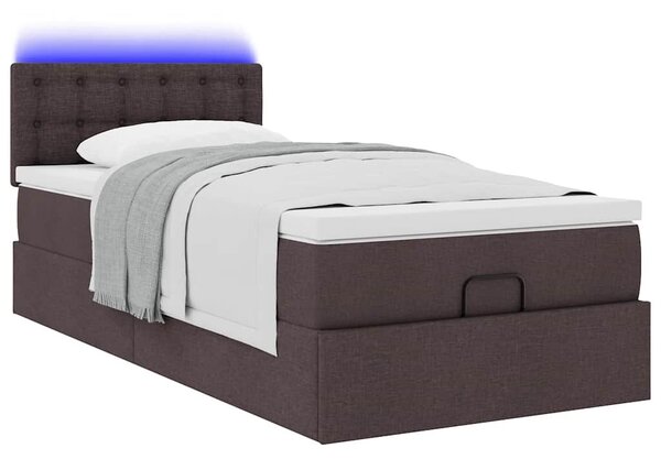 VidaXL Ottomán ágy matraccal sötétbarna 90x200 cm szövet