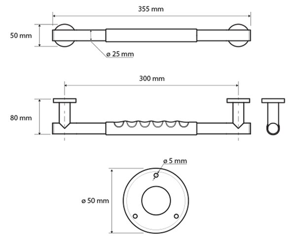 Sapho Sapho, Erős fogantyú csúszásgátló markolattal 300mm, polírozott rozsdamentes acél, XR504