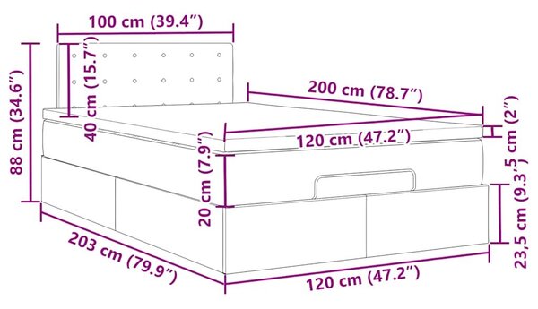 VidaXL Ottomán ágy matraccal sötétszürke 120x200 cm szövet