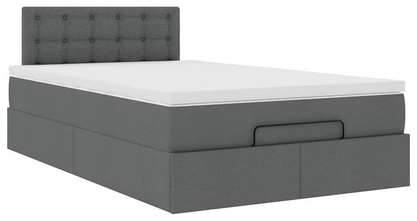 VidaXL Ottomán ágy matraccal sötétszürke 120x200 cm szövet