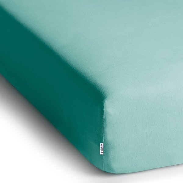 Türkiz gumis jersey lepedő 90x200 cm Amber – Restilo