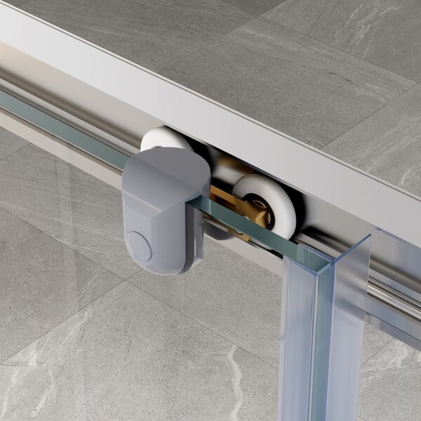 Erga Peoria, szögletes zuhany tolóajtóval 80 (ajtó) x 80 (fal) x 190 cm, 6mm átlátszó üveg, króm profil, ERG-Q02-PEORIA-D080D080-CL-CR