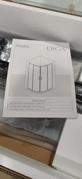 Erga Peoria, szögletes zuhany tolóajtóval 80 (ajtó) x 80 (fal) x 190 cm, 6mm átlátszó üveg, króm profil, ERG-Q02-PEORIA-D080D080-CL-CR