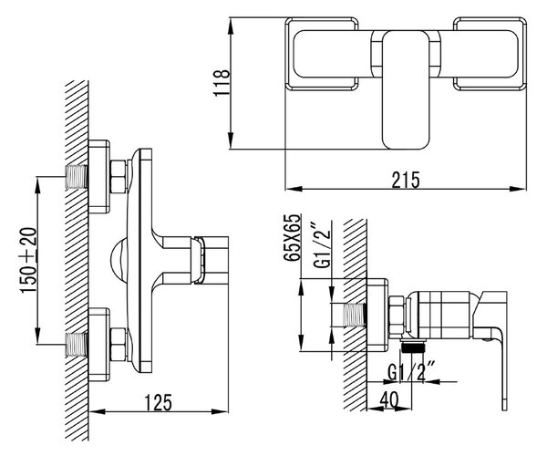 Aqualine Aqualine, FACTOR fali zuhanycsaptelep, króm, FC411