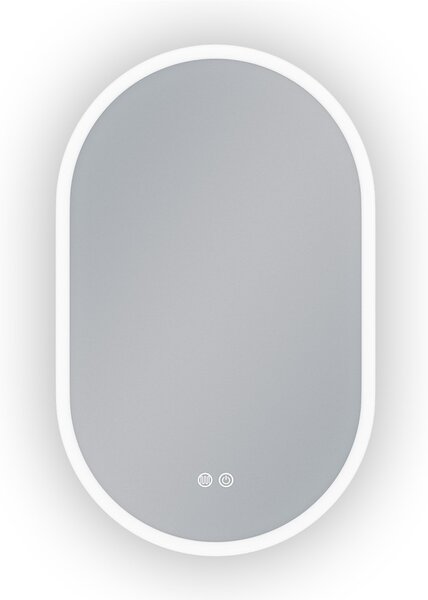Erga Demi, ovális LED tükör 50x80cm, 3 színű fény, első világítás, páramentes fűtőbetét, ERG-V01-Demi-5080-CL