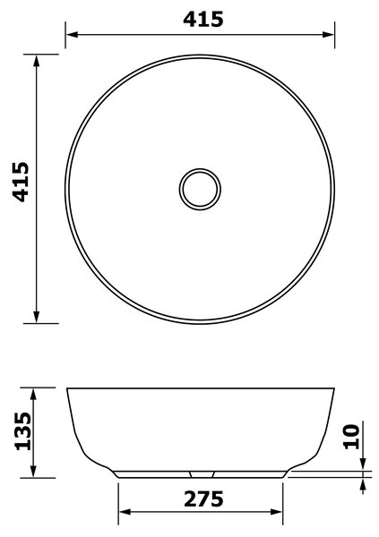 Sapho Sapho, PRIORI kerámia asztali mosogató, átmérő 41,5 cm, réz, PI040