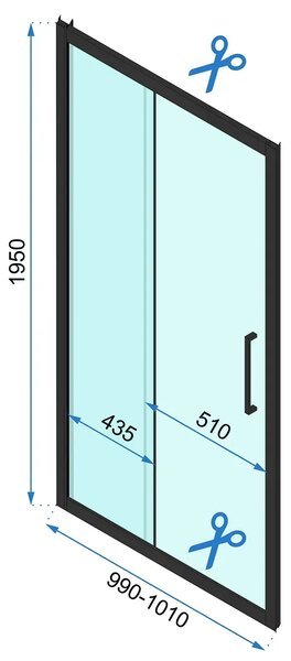 Rea Rapid Slide, nyitható zuhanyajtó 100x195 cm, 6mm átlátszó üveg, króm profil, REA-K5600
