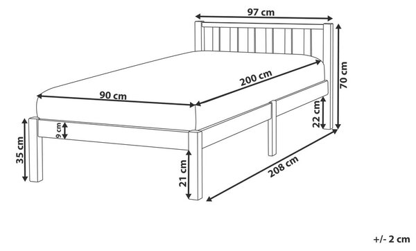 Ágy Fenyő FLORAC 90 x 200 cm Világosbarna