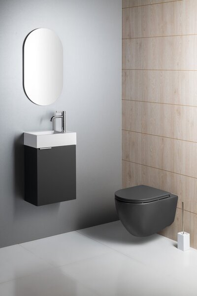 Isvea Isvea, INFINITY fali WC-csésze, perem nélküli, 36,5x53cm, antracit, 10NF02005-2C