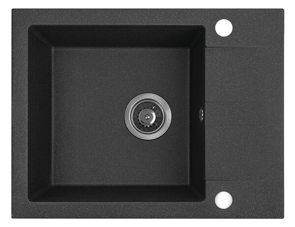 Kuchinox Shire, 1 kamrás gránit mosogató rövid lefolyóval 570x440x185 mm, fekete, LAV-SBS_713Y