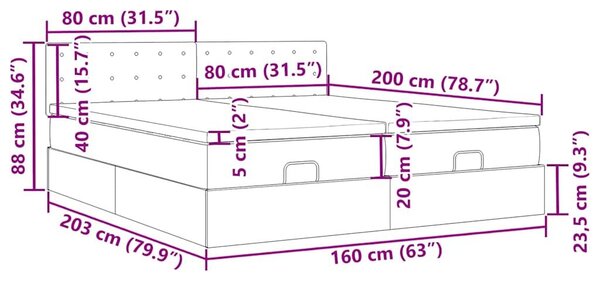 VidaXL Ottoman Ágy - Bársony - 160x200 cm