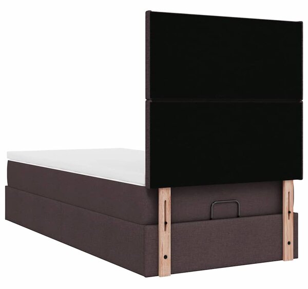 VidaXL Ottomán ágy matraccal sötétbarna 90x200 cm szövet