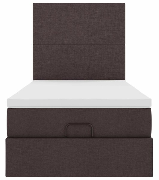 VidaXL Ottomán ágy matraccal sötétbarna 90x200 cm szövet