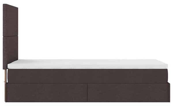 VidaXL Ottomán ágy matraccal sötétbarna 90x200 cm szövet