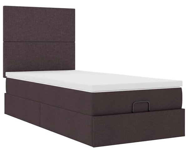 VidaXL Ottomán ágy matraccal sötétbarna 90x200 cm szövet