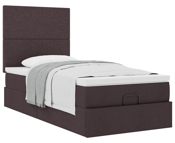 VidaXL Ottomán ágy matraccal sötétbarna 90x200 cm szövet