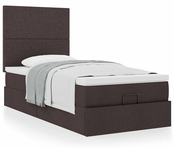 VidaXL Ottomán ágy matraccal sötétbarna 90x200 cm szövet