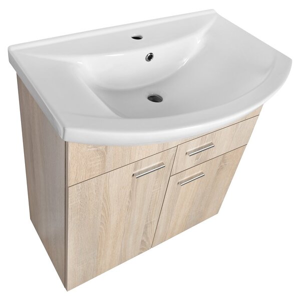 Aqualine Aqualine, ZOJA mosdókagyló szekrény 71,5x74x34 cm, platina tölgy, 51175