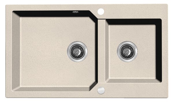 Kuchinox Milos, 2 rekeszes gránit mosogató 860x500x215 mm + szifon, bézs, LAV-SPM_4208