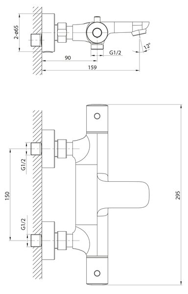 Sapho Sapho, KIMURA Falra szerelhető termosztatikus fürdőcsaptelep, króm, KU210