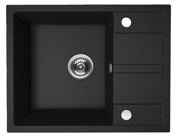 Kuchinox Viti, 1 rekeszes gránit mosogató 560x440x175 mm + szifon, fekete pettyes, LAV-SBX_713Y