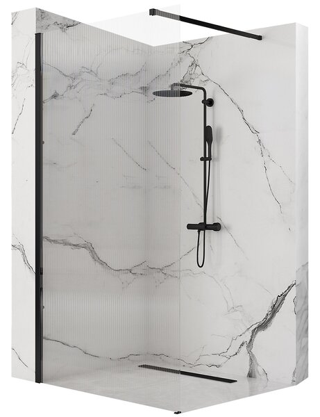 Rea Aero Intimo, zuhany paraván 90x200 cm, 8mm átlátszó üveg, fekete profil, REA-K4123