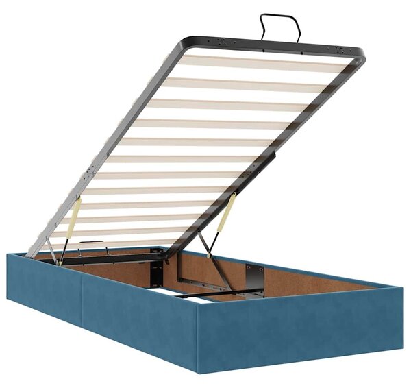 VidaXL Ottomán ágy matracokkal & LED-ek Sötétkék 200x200cm bársony