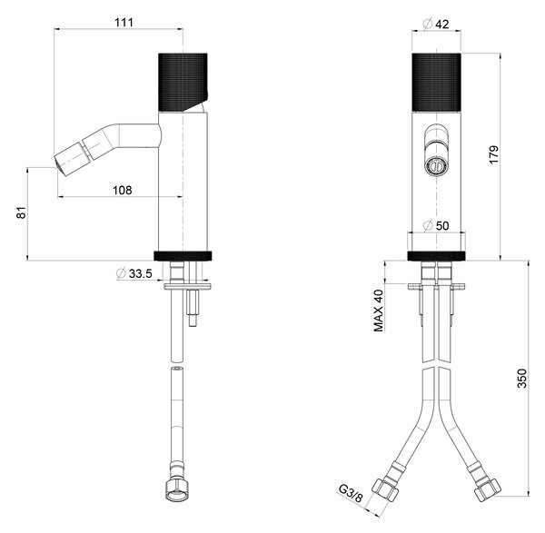 Sapho Sapho, ULTRATAP talapzatos bidé mixer kimenet nélkül, matt arany, UT003TG