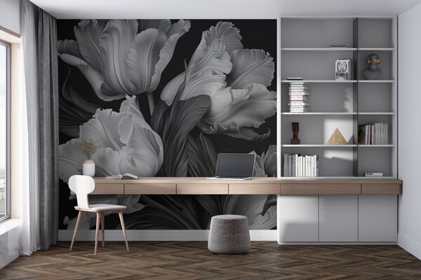 Fotótapéta Elegáns tulipánok monokróm árnyalatokban, Modern fotótapéta, Modern fotótapéta, w02557 - Muralas.hu