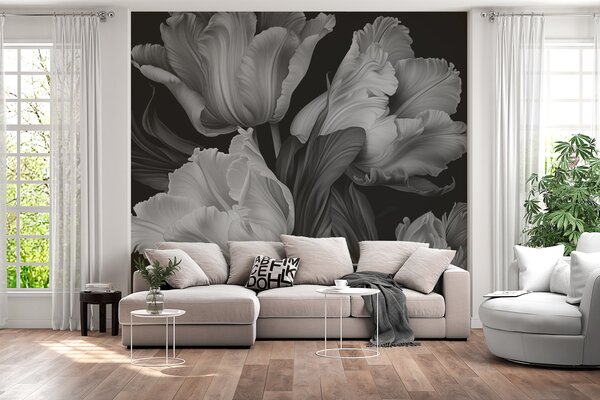 Fotótapéta Elegáns tulipánok monokróm árnyalatokban, Modern fotótapéta, Modern fotótapéta, w02557 - Muralas.hu