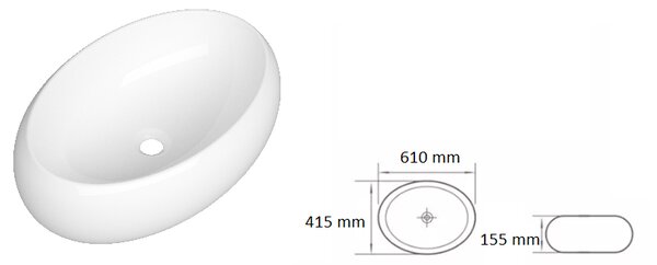 Gamma Figa, asztali mosdó 610x415x155 mm, fényes fehér, GMA-UC-FIGA