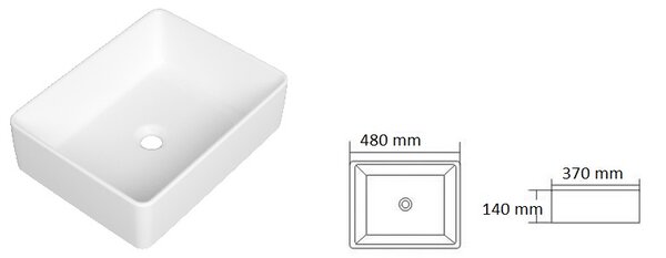 Gamma Juga, asztali mosdó 480x370x140 mm, fényes fehér, GMA-UC-JUGA
