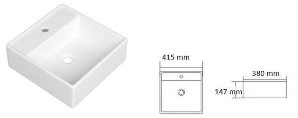 Gamma Gina, asztali mosdó 415x380x147 mm, fényes fehér, GMA-UC-GINA
