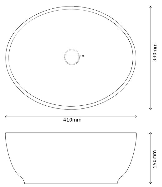 Gamma Lilo, asztali mosdó 410x330x150 mm, fehér, fekete peremmel, GMA-UC-LILO