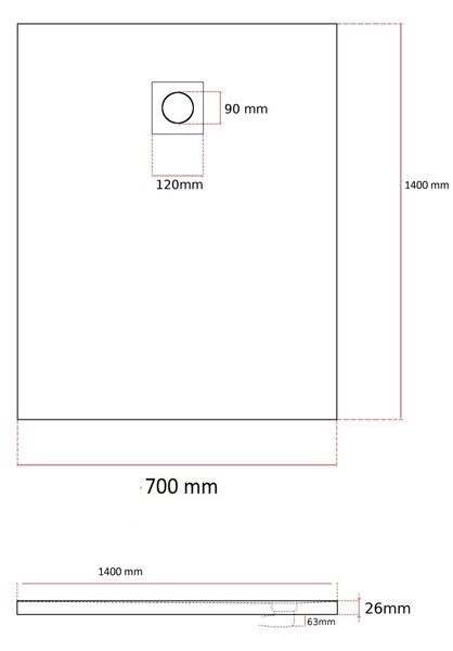 Gamma Erga Oldaf, SMC téglalap alakú zuhanytálca 140 x 70 cm, fehér matt, ERG-GMA-OL-70140