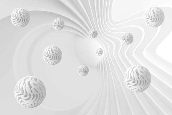 Fotótapéta Fehér kavargó felület fehér golyókkal, 3D fotótapéta, Népszerű fotótapéta, w08553 - Tapeko.hu