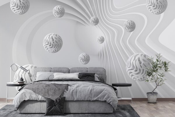 Fotótapéta Fehér kavargó felület fehér golyókkal, 3D fotótapéta, Népszerű fotótapéta, w08553 - Tapeko.hu