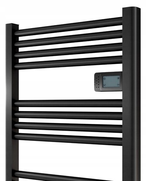 Erga Pago, elektromos radiátor 960x540 mm digitális termosztáttal, 500W, matt fekete, ERG-LAV-GRZE-E-ALU-960540-BK