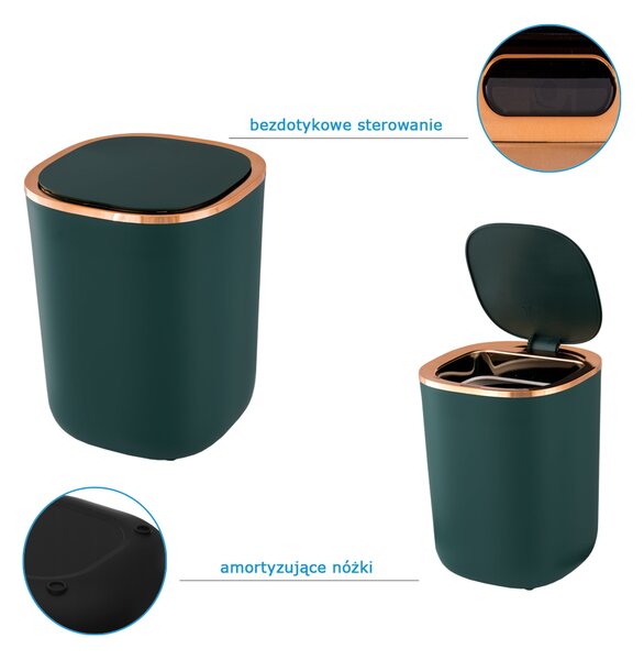 Gamma Gamma, automata szemetes 12L, zöld-arany, GMA-KS-Z