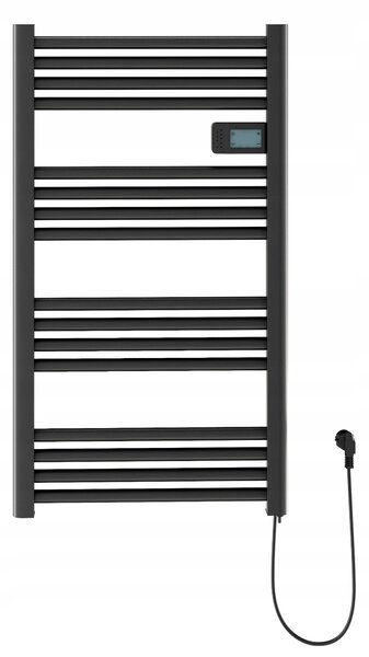 Erga Pago, elektromos radiátor 960x540 mm digitális termosztáttal, 500W, matt fekete, ERG-LAV-GRZE-E-ALU-960540-BK