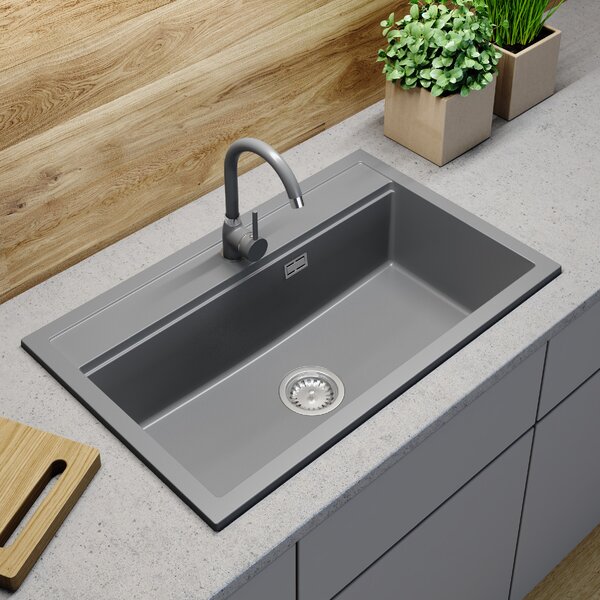 Gamma Advance, 1 rekeszes gránit mosogató 805x505x210 mm, szürke, GMA-ZLE000119