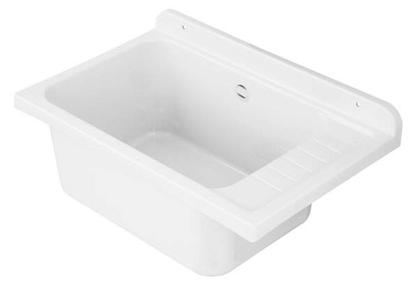 Gamma Selva, univerzális műanyag mosogató 58x38x26,7 cm + szifon, 1 kamrás, fehér, GMA-KGS58-WH