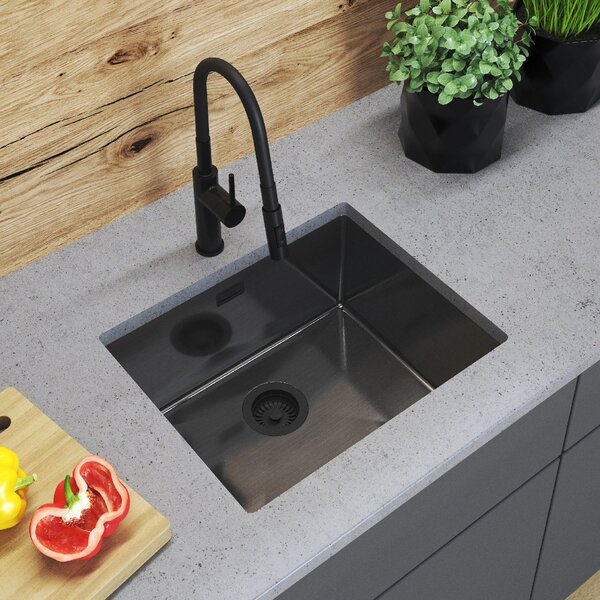 Gamma Gamma, 1 rekeszes rozsdamentes mosogató 540x440x210 mm, fekete, GMA-S5444-BK