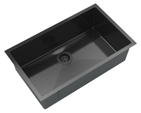 Gamma Gamma, 1 rekeszes rozsdamentes mosogató 750x450x210 mm, fekete, GMA-S7545-BK