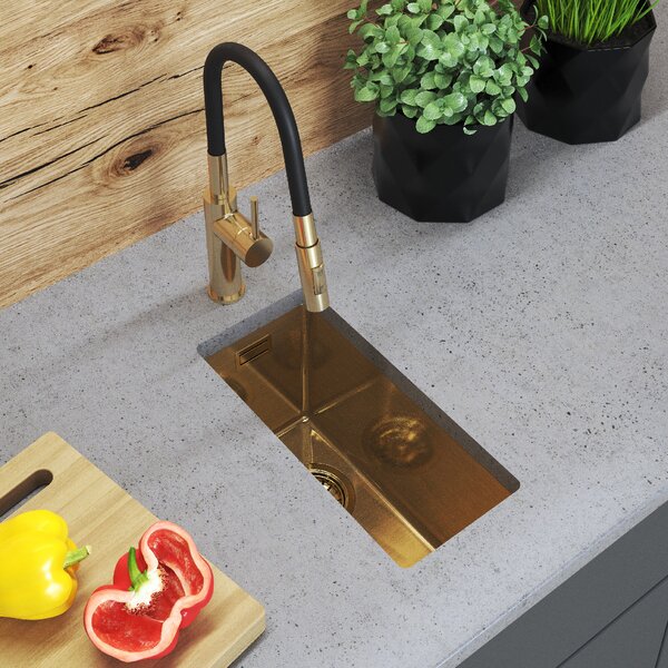 Gamma Gamma, 1 rekeszes acél mosogató 220x440x210 mm, arany matt, GMA-S2244-GD