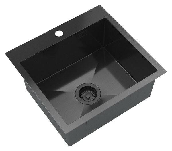 Gamma Gamma, 1 rekeszes acél mosogató 480x450x210 mm, fekete, GMA-S4845-BK
