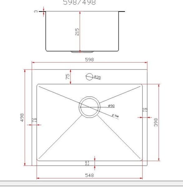 Gamma Gamma, 1 rekeszes acél mosogató 600x500x210 mm, arany matt, GMA-S6050-GD