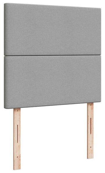 VidaXL világosszürke szövet ottomán ágy matraccal & LED-ek 90x200 cm