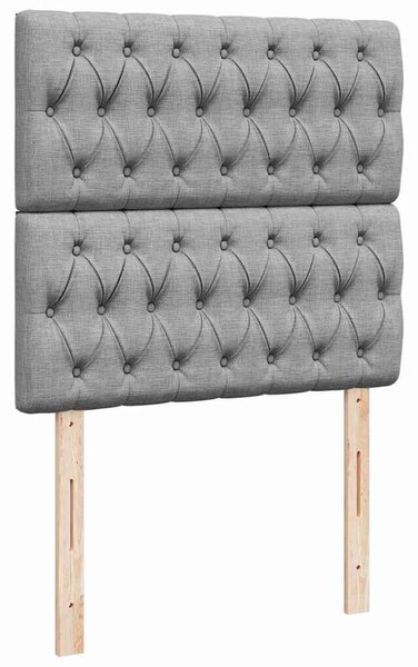 VidaXL világosszürke szövet ottomán ágy matraccal & LED-ek 90x200 cm