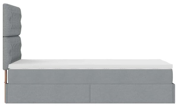 VidaXL világosszürke szövet ottomán ágy matraccal & LED-ek 90x200 cm